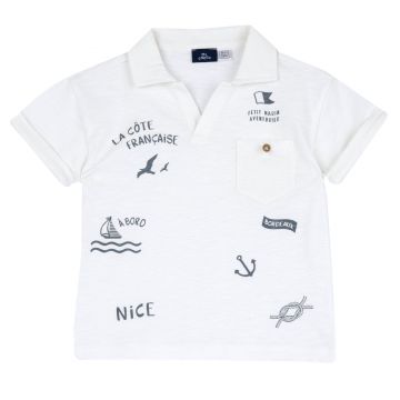 Tricou polo copii Chicco, alb, 33656-68MC