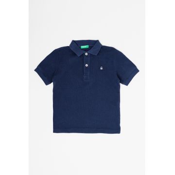 Tricou polo din bumbac pique cu logo