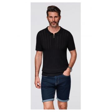 Tricou polo din viscoza cu fermoar  OM-POSS-0158