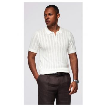 Tricou polo din viscoza cu fermoar  OM-POSS-0158