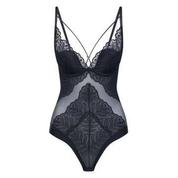 Body dama  Korin - gri porumbel - dantela si satin - regular fit - pentru ocazii speciale -