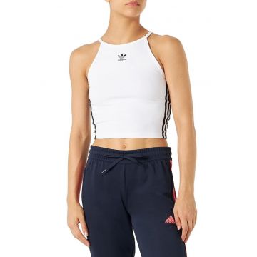 Top crop cu decolteu in stil american Adicolor Classic