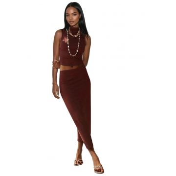 Top dama  slim fit - guler halter - maro