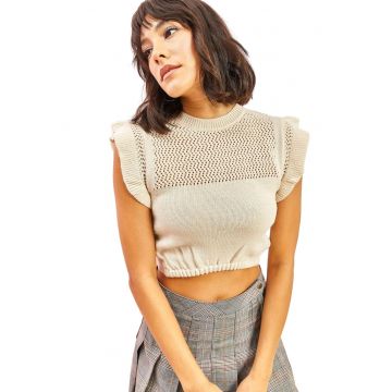 Top dama -  Tricot - Alb -