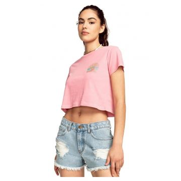Tricou crop cu detaliu grafic -