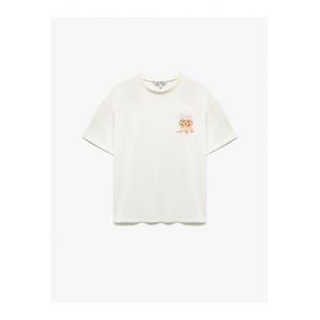 Tricou cu decolteu la baza gatului si imprimeu