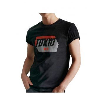 Tricou cu imprimeu text City Neon -