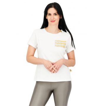 Tricou dama  alb - bumbac - croiala clasica - alb -