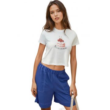 Tricou dama  scurt - imprimat Tricou dama  scurt - imprimat