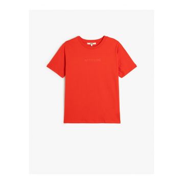 Tricou de bumbac cu decolteu la baza gatului