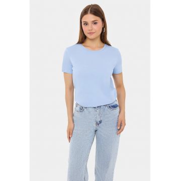 Tricou Femei  Guler Rotund - Maneca Scurta - Albastru - Bumbac