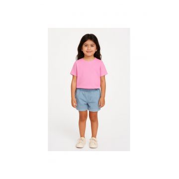 Tricou uni cu decolteu la baza gatului