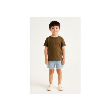 Tricou uni cu decolteu la baza gatului