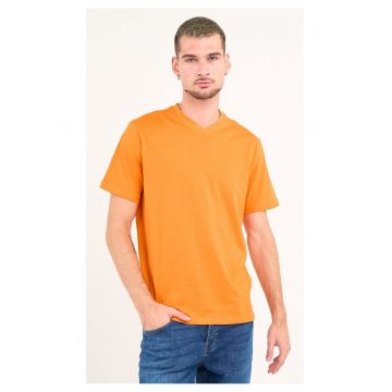 Tricou uni cu decolteu in V