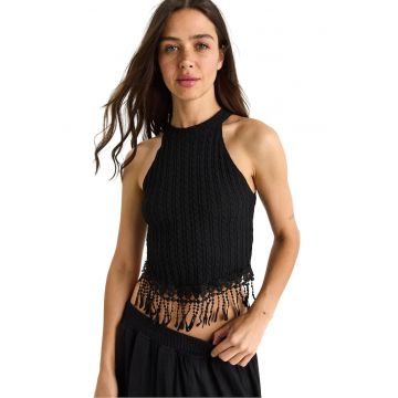 Top dama -  Bumbac/Poliester - Negru -