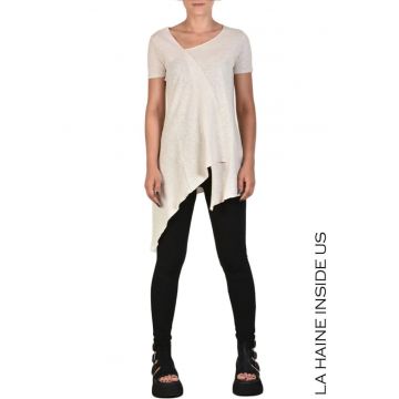 Tricou asimetric din bumbac cu cusături în relief