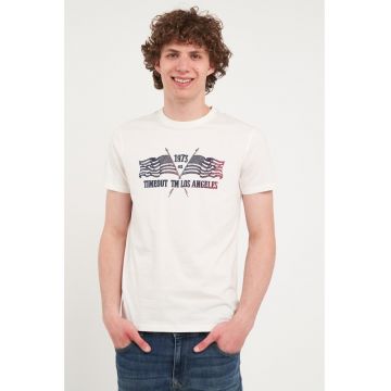 Tricou din bumbac cu decolteu la baza gatului