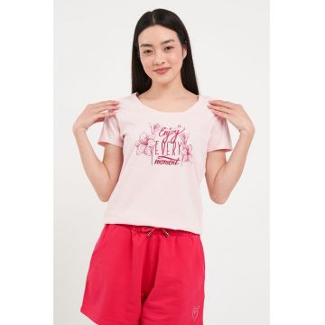 -Tricou dama cu maneca scurta ( Material: Bumbac - BARLEY PINK