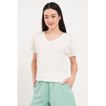 - Tricou dama cu maneca scurta ( OFF WHITE - Material: Bumbac