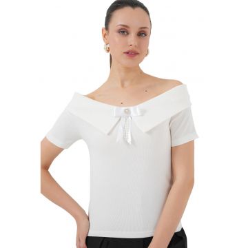 Tricou dama -  Jerseu - Alb -