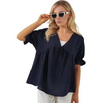 Tricou dama -  Textil - Albastru inchis