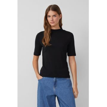 Tricou de bumbac cu decolteu la baza gatului