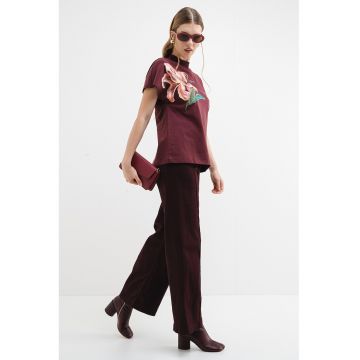 Tricou de bumbac cu model floral