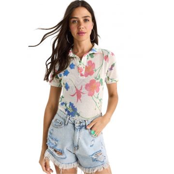 Tricou polo -  Bumbac/Lycra - Alb