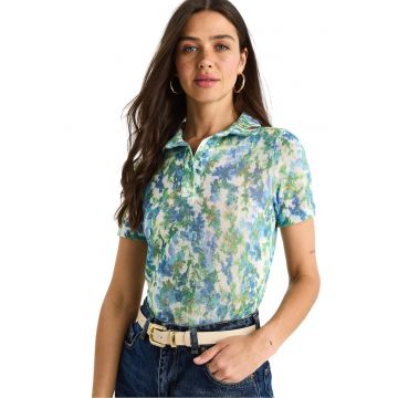 Tricou polo -  Bumbac/Lycra - Verde/Albastru