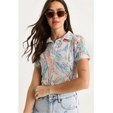Tricou polo pentru dama -  Bumbac/Lycra - Multicolor