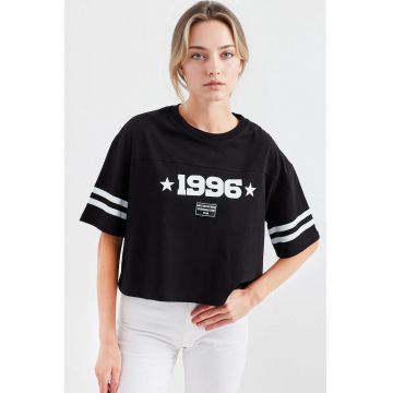 Tricou scurt  cu imprimeu Motto