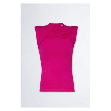 Tricou -  tricotat fara maneci - fucsia - material captusit - 62% viscoza - 38% poliester