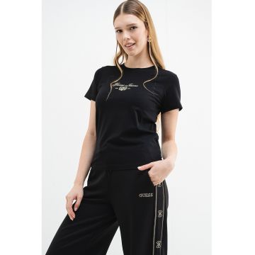 GUESS - Tricou regular fit cu decolteu la baza gatului