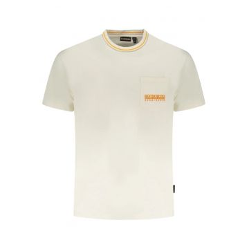 Tricou barbati cu buzunar pe piept - Murlo - cu imprimeu -alb