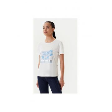 Tricou dama  251-DVIBES - Bumbac/Modal - Alb