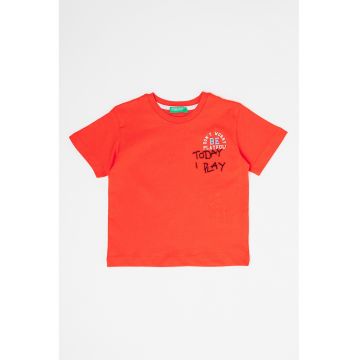 Tricou de bumbac cu decolteu la baza gatului