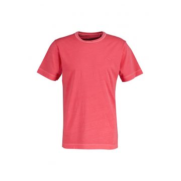Tricou din bumbac cu decolteu la baza gatului si broderie logo discreta