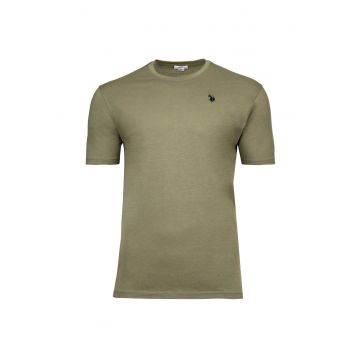Tricou slim fit cu decolteu la baza gatului