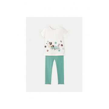 Set tricou si colanti fete  3706 - Bumbac - Verde