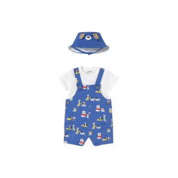 Set tricou si pantaloni scurti baieti  1624 - Bumbac/Elastan - Albastru