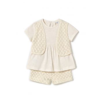 Set tricou si pantaloni scurti fete  1239 22 - Bumbac - Bej