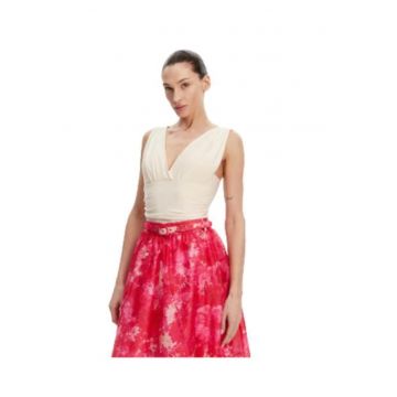 Top dama FASHION-53-2223-391 -  Poliester/Elastan - Vanilie