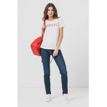Tricou cu imprimeu logo si decolteu rotund