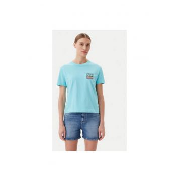 Tricou dama  EQWZT03181 - Bumbac organic - Turcoaz