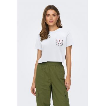 Tricou de bumbac organic cu imprimeu pe piept