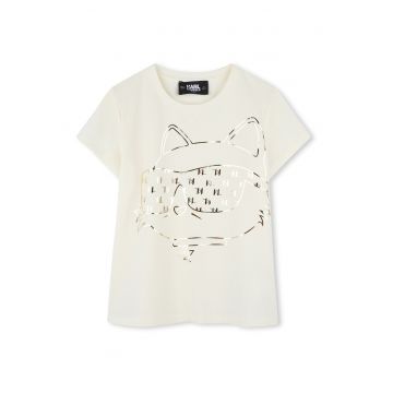 Tricou din amestec de bumbac cu decolteu la baza gatului