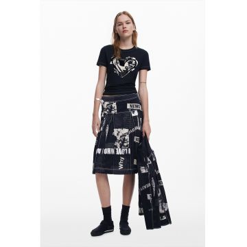 Tricou din amestec de bumbac cu imprimeu cu inimi