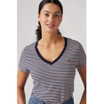 Tricou din bumbac cu decolteu in V
