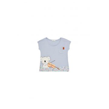 Tricou pentru fete  3I1XA105X - Bumbac organic - Albastru
