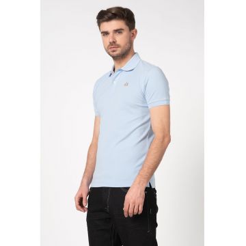 Tricou polo slim fit din material pique